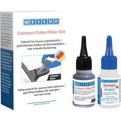 WEICON 12891001 - Cyanacrylat Kleber Set, Contact VA 8312 + Füller, 20 g, schwarz