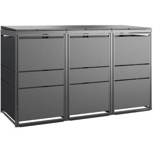 MBOX24 Mülltonnenbox Modern, Metall, für 3 Mülltonnen bis 240 Liter