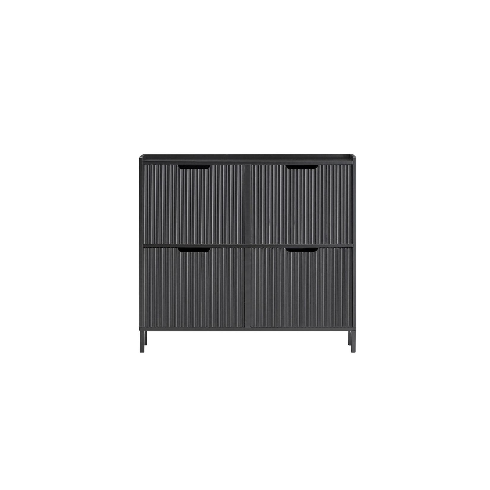 SoBuy Schuhschrank mit 4 Schubladen Schwarz 100x47x91cm Modern