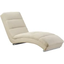 SalesFever Chaiselongue | mit Quersteppung | Bezug Strukturstoff | Metallfüße aus Chrom | B 60 x T 170 x H 82 cm | beige