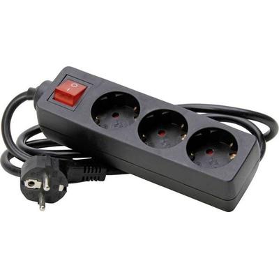 Kopp 129715009 Steckdosenleiste mit Schalter 3fach Schwarz Schutzkontakt 1St.