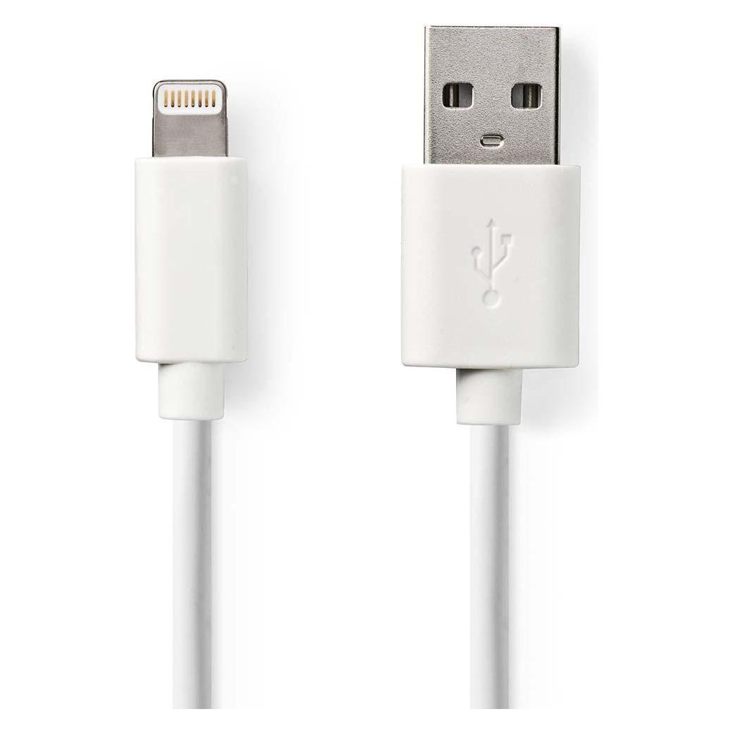 Nedis Lightning Kabel | USB 2.0 | Apple Lightning 8-Pin | USB-A Stecker | 480 Mbps | Vernickelt | 2. (2 m, USB 2.0, 12 W) (CCGL39300WT20)