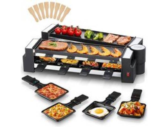 Appareil A Raclette Rotative Appareil Raclette 8 Personnes Avec Plaque De Cuisson Antiadhésive Et 8 Plaques À Fromage 140[PE353]