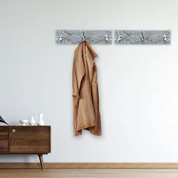 Wandgarderobe 39 cm Garderobenbrett mit Haken Holz Garderobenleiste Vintage Shabby Hakenleiste Garderobe 3 Haken, Palmenblätter Design, Metallhaken mint natur, H 10 cm, 2er Set