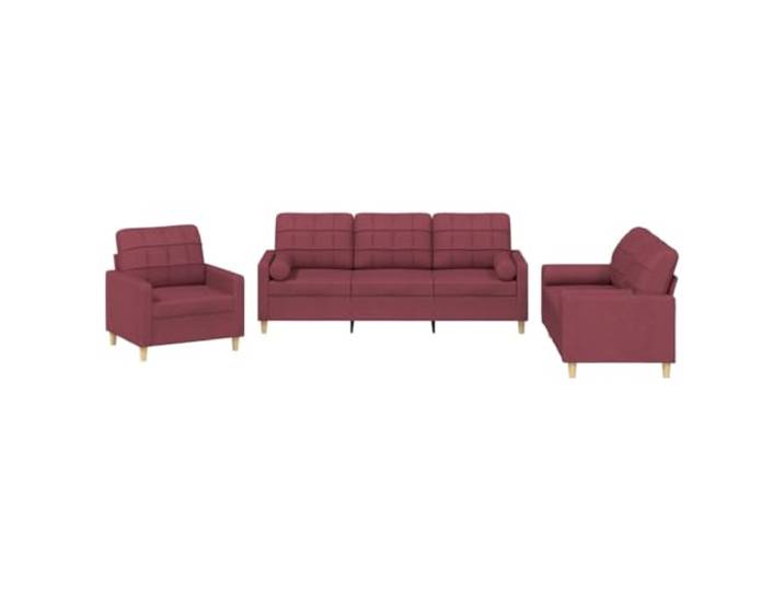 Todiikf 3-TLG. Sofagarnitur mit Kissen, Couch Set aus Stoff Weinrot Erweitern Sie Ihr Wohnzimmer mit diesem bequemen Couch-Set inklusive Nackenrollen und robuster Polsterung.