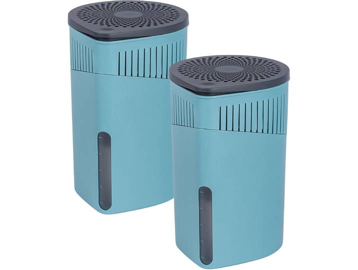 Luftentfeuchter WENKO Drop , blau (türkis), B:15cm H:23cm T:15cm, Luftentfeuchter, Luftentfeuchter, 2 Entfeuchter mit je 1 x 1000 g Entfeuchter Block