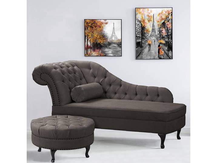 Polsterhocker Dale 80 x 80 x 45cm Braun Microfaser Enza: Braungrau