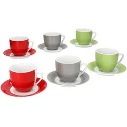 MamboCat 6er Set Variant Trio Kaffeetassen mit Untertassen