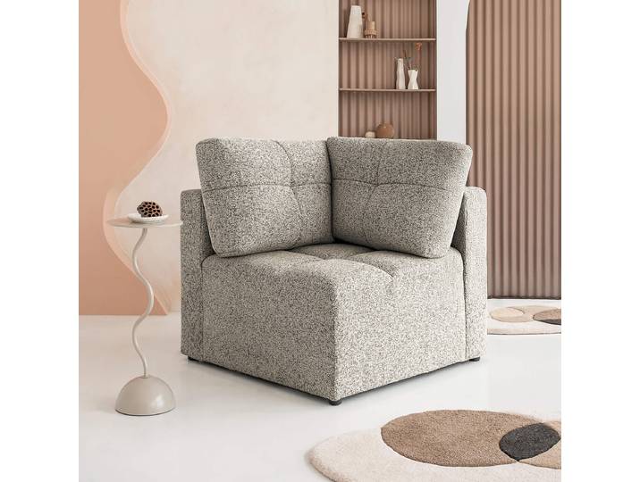 Eckelement Beige/Beige Strukturstoff Purna 91 x 94 x 91cm
