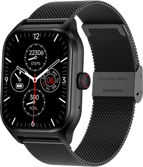 Inspire Daily Merch Bluetooth Call Smartwatch Android Fitness Tracker Music Sports Watch black Mesh Belt
