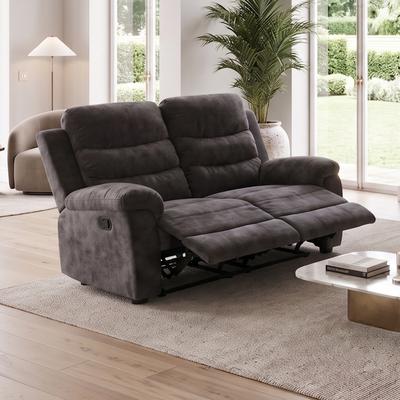 AC Pacific 58 In Manual Reclining Grey 2-Seat Loveseat