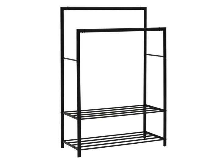 Portant à vêtements avec 2 étagères en métal coloris noir - Longueur 117 x Profondeur 50 x Hauteur 170 cm