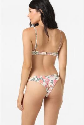 O'Neill s Camellia Floral Hermosa Skimpy Bikini Bottoms in Vanilla, Size XL, Elastane/Polyamide