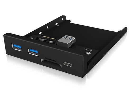 IB-HUB1417-i3, 4 Port USB 3.0 Frontpanel für 3,5 Einb. 2x USB Type A , 1x USB Type-C Anschluss und SD-Kartenleser