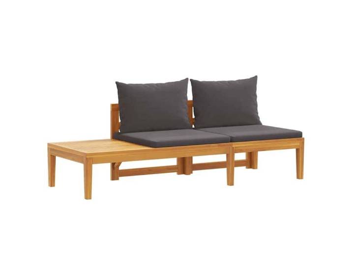 @FRENCH Table d'extérieur - TOP VENTES - Banc de jardin avec table avec coussins gris foncé Teck solide 1739498