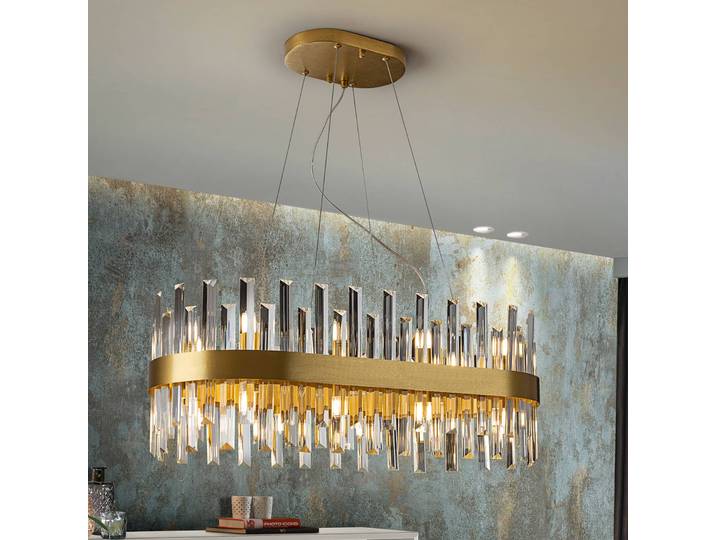 Glazen hanglamp Grace, messing / goud, Woon-/ Eetkamer, metaal, hanglamp