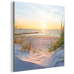 METALLBILD Strand - Sonne - Düne - Gras - Sand - Horizont 90x90 cm
