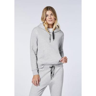 Kapuzensweatshirt CHIEMSEE, Damen, Gr. M (38/40), grau (neutral gray melange), 90% Baumwolle, 10% Viskose, ohne Ausschnitt, Sweatshirts