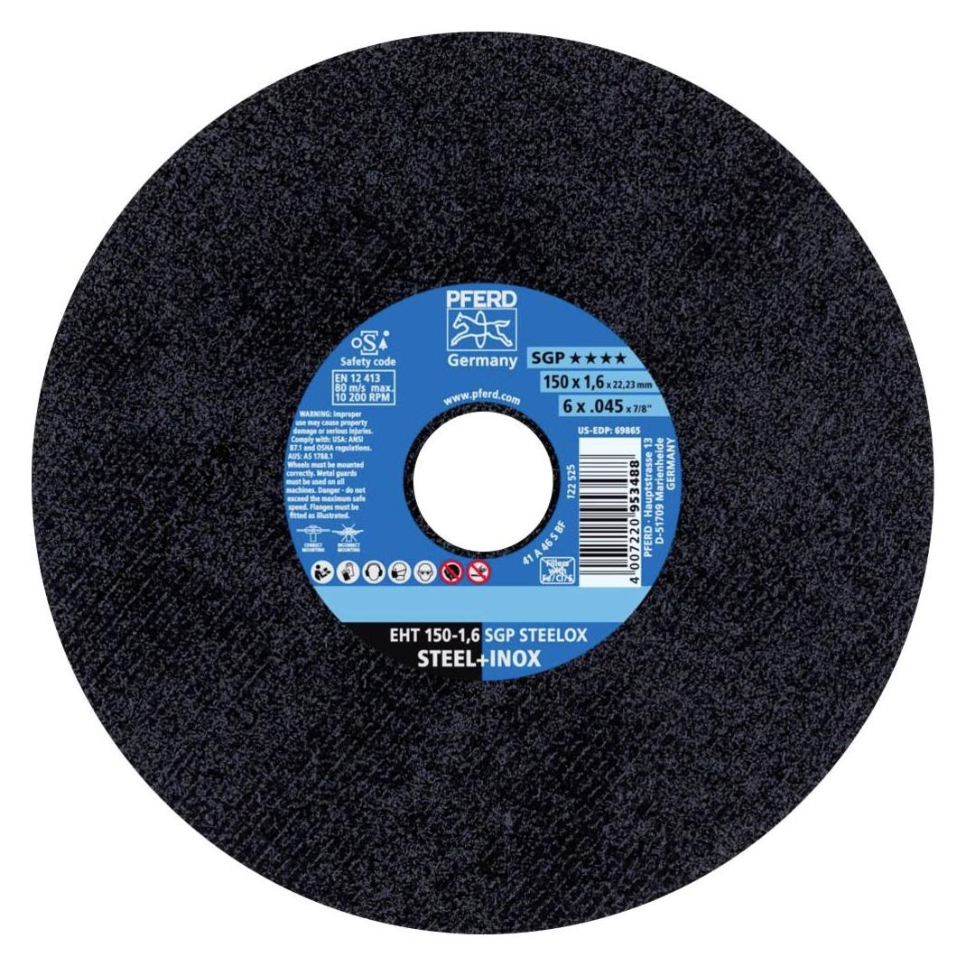 Pferd 61342164, Schneidedisk, Flache Mitte, Edelstahl, Stahl, Jede Marke, 2,22 cm, 15 (61342164)