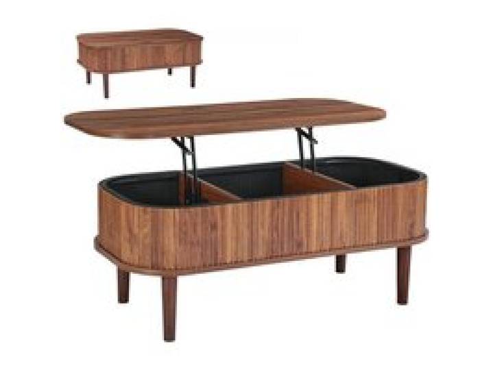 VEVOR Couchtisch Höhenverstellbar 1000x480x405-545 mm, Wohnzimmertisch mit Stauraum, Ausziehbarer Kaffeetisch im Mid-Century-Stil aus MDF, Hubtischplatte für Zuhause & Büro, Walnussfarbe