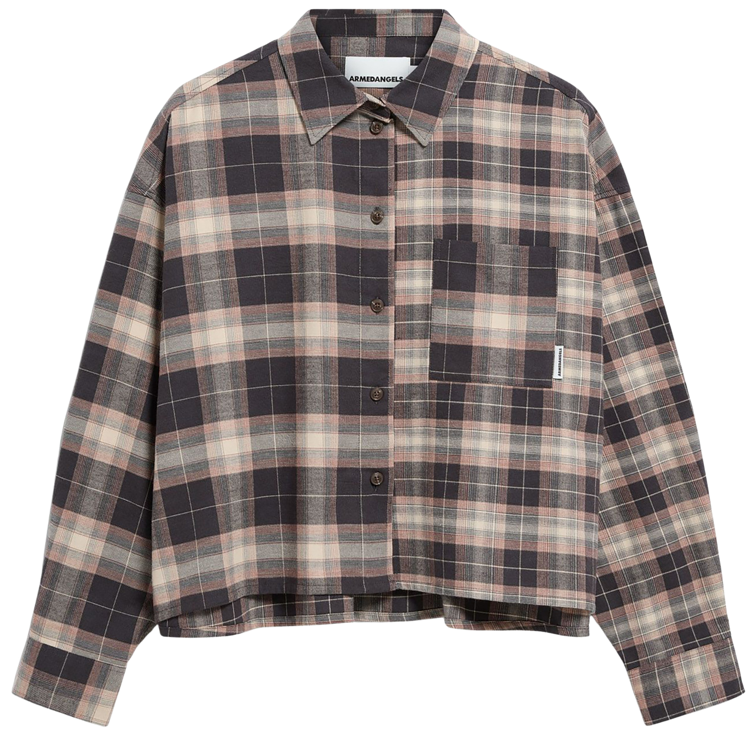 Armedangels Nalaani Patched Check Damen Blusen schwarz Größe XS Lifestyle Atmungsaktiv