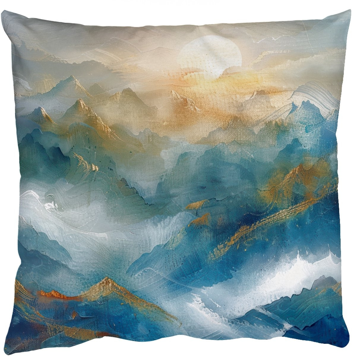 PillowMonkey Sierenkussen Abstract Landschap Bergen Blauw Modern 45 x 45 cm
