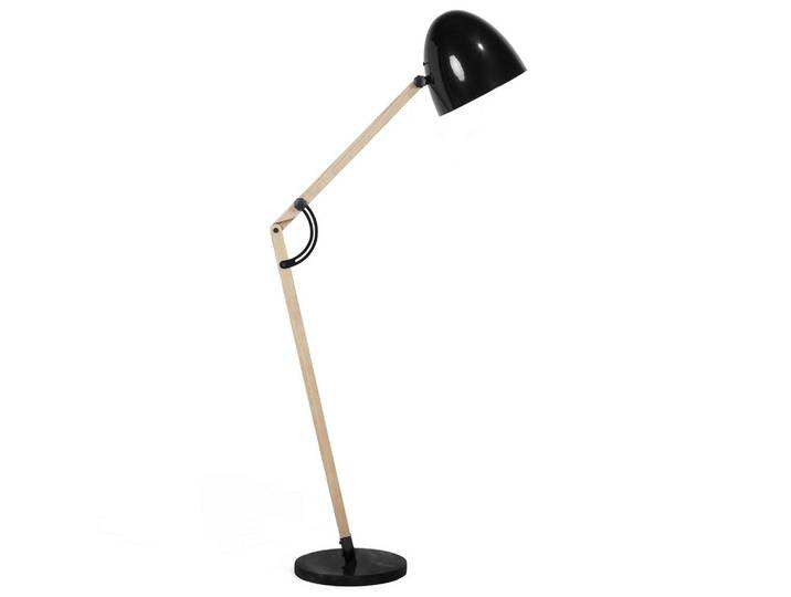 Beliani Stehleuchte Hetton 35/35/175 cm, Schwarz, Holz, E27, 35x175x35 cm, Lampen & Leuchten, Innenbeleuchtung, Stehlampen