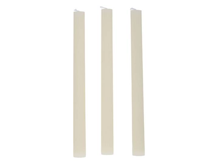 Stabkerze gerippt 25 cm 3er Set creme