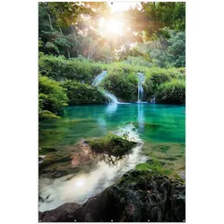 Wallario Gartenposter Rund, 120 cm Durchmesser Türkisgrüner See im Nationalpark in Guatemala
