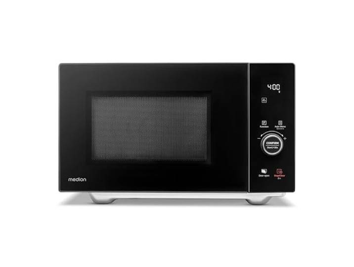 MEDION Mikrowelle mit Grill und Heißluft (25 Liter, 900 Watt, 1100 W Obergrill & 500 W Untergrill, 2100 Watt Heißluftfunktion, 11 Programme, 10 Leistungsstufen, Edelstahl, MD12041) [MODELL 2025]