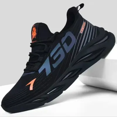 Trendy Brand Summer Mesh Running Shoes For Men, Lightweight Breathable Sports Sneakers, Casual Fashion Footwear 39 orange