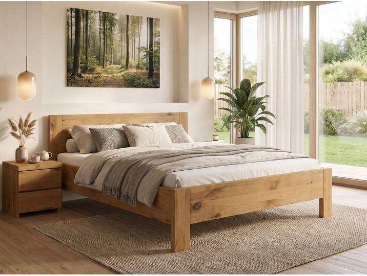 Bett Wildeiche „Bianca“ 140 x 220 cm Massivholz Wildeiche