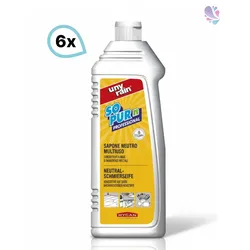 Neutrale Profi-Schmierseife, Hochkonzentrat 6 x 1 Liter Flasche, zur Reinigung und Entfettung von Geschirr, Oberflächen