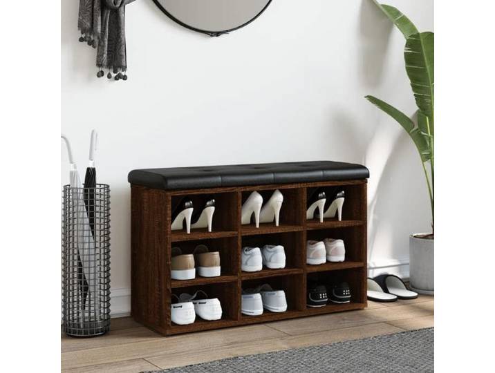 NEW Marron MEUBLE SIEGE - - Banc à chaussures chêne marron 82x32x50 cm Bois d'ingénierie - Banc coffre - Pour maison（1parcel）