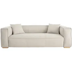 Sofa aus naturfarbenem Stoff mit Samteffekt 3-Sitzer COBAIN