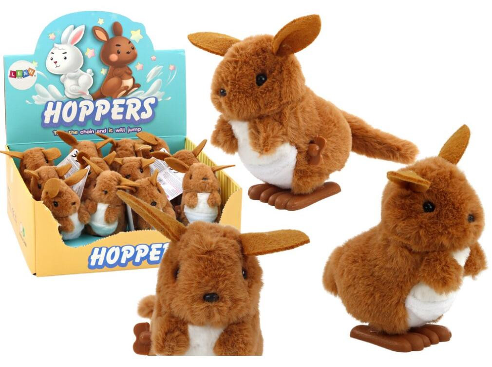 Leantoys Springkangoeroe Opwindknuffel Decoratie Bruin