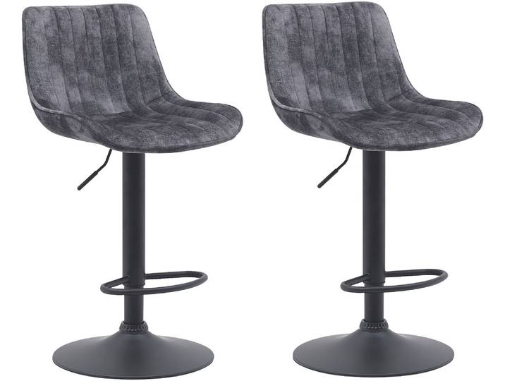 Barhocker HELA SABINE , grau (vintage velvet anthrazit), B:46cm H:86cm T:54cm, 100% Polyester, Hocker, Barhocker, drehbar,höhenverstellbar mit Gasdruckfeder,Vintage-Optik