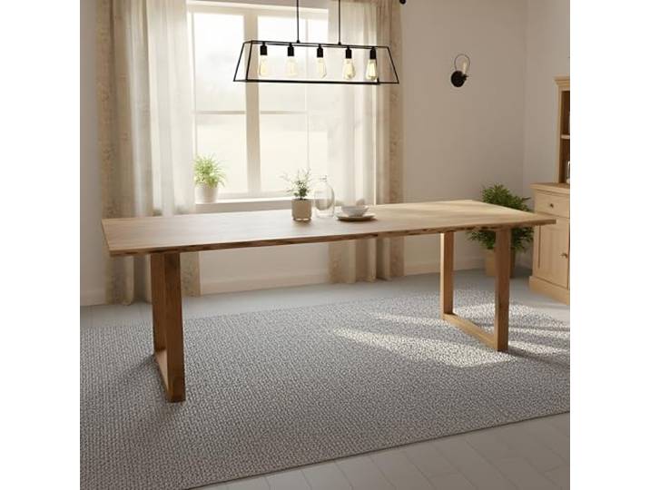 SAM Esstisch Graz 200x100 cm Akazie natur Baumkante U-Gestell Holz Baumkantentisch massiv, Akazienholz naturfarben, pflegeleichter Esszimmertisch/Küchentisch