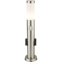 Edelstahl Steh Lampe dimmbar Außen Steckdosen Bewegungsmelder Garten Wege Leuchte Fernbedienung im Set inkl. RGB LED Leuchtmittel