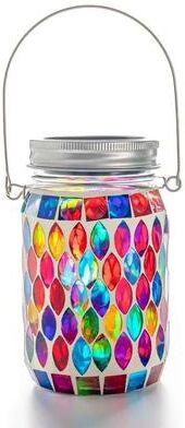 Inspired Finds Mosaic Glass Solar Hanging Lantern Waterproof Outdoor Table And Garden Light red