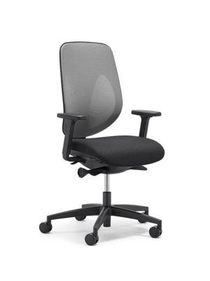 Giroflex Bürostuhl 353, mit Armlehnen, Auto-Synchronmechanik, Muldensitz, 3D-Netz-Rückenlehne, grau/schwarz