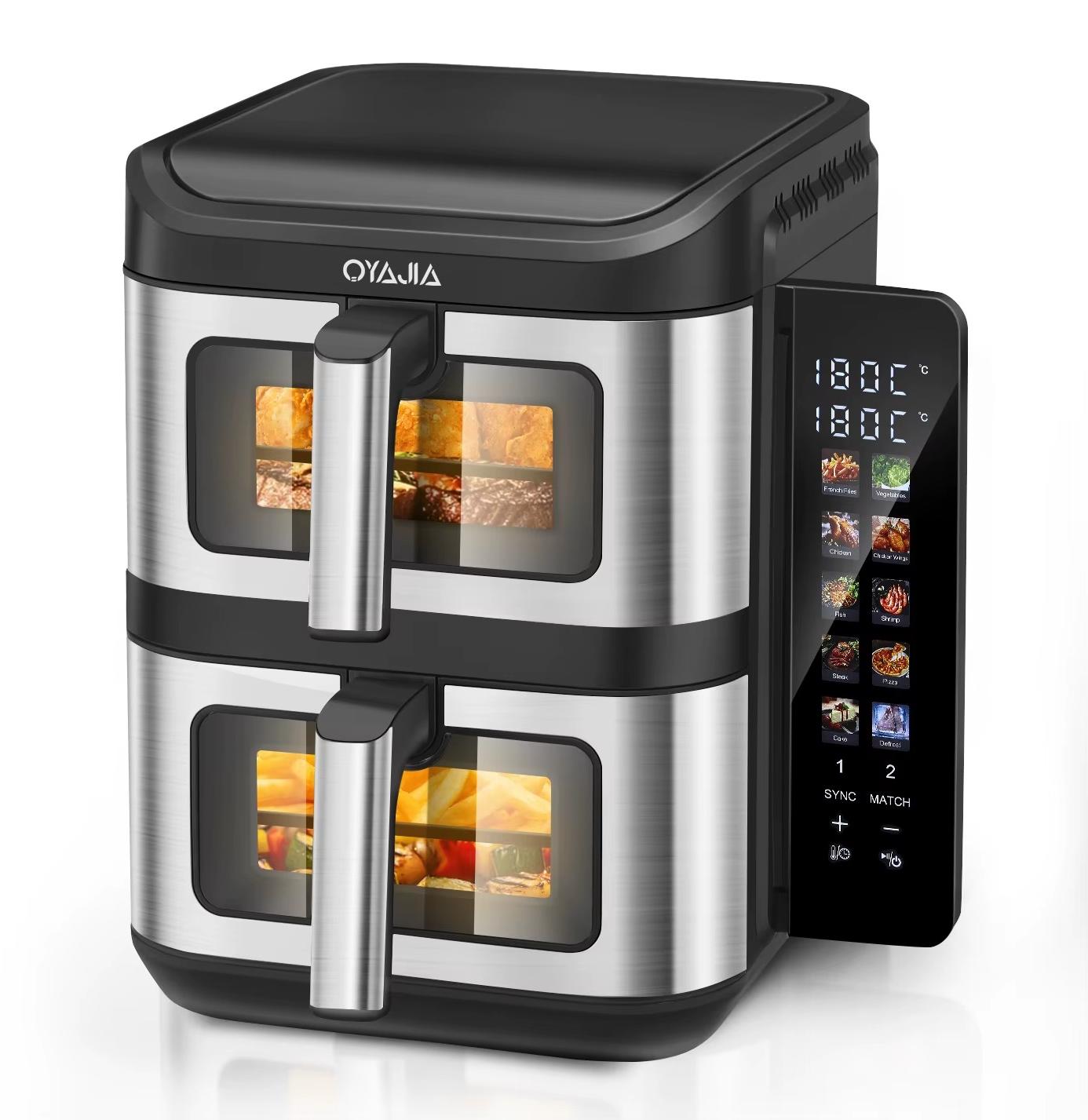 Heißluftfritteuse - ZHAF-965AP - Doppelter Garraum - 11 l - Vertikales XXL-Modell - 2800 W - Klappbares Farb-Touchdisplay - 1-Stunden-Timer