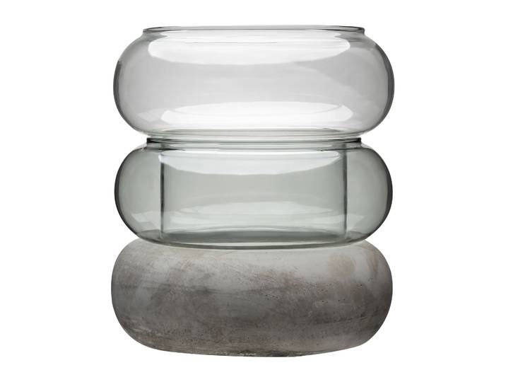 Muurla Bagel vaas/waxinelichtjeshouder 22 cm Grijs