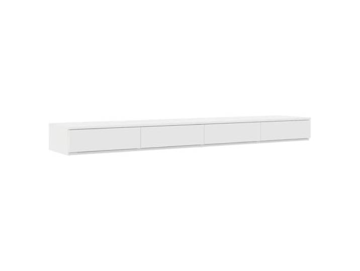 KUTYWEXFM Bettschubladen Weiß 180x36,5x16,5cm Holzwerkstoff 4 Fächer Flexible Aufbewahrung fürs Schlafzimmer. Dient auch als flacher Nachttisch oder Sitzplatz. Belastbar bis 100 kg.