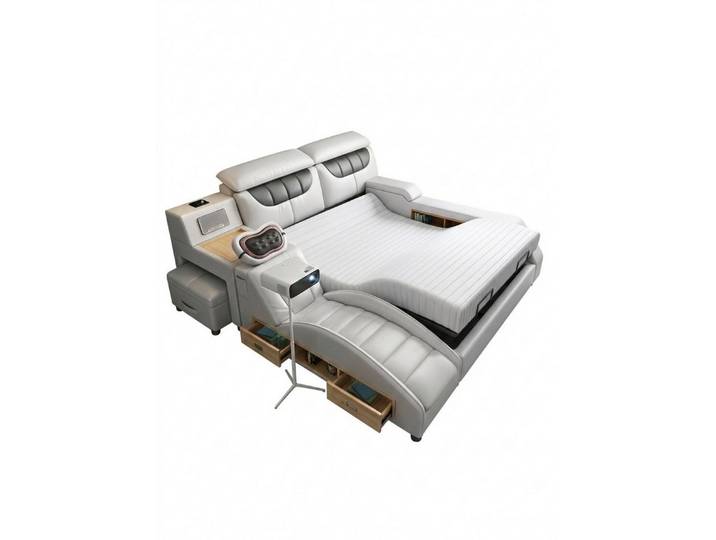 JVmoebel Polsterbett Multifunktionales Bett Moderner Stil Beigefarben Holzrahmen Weich (1-tlg)