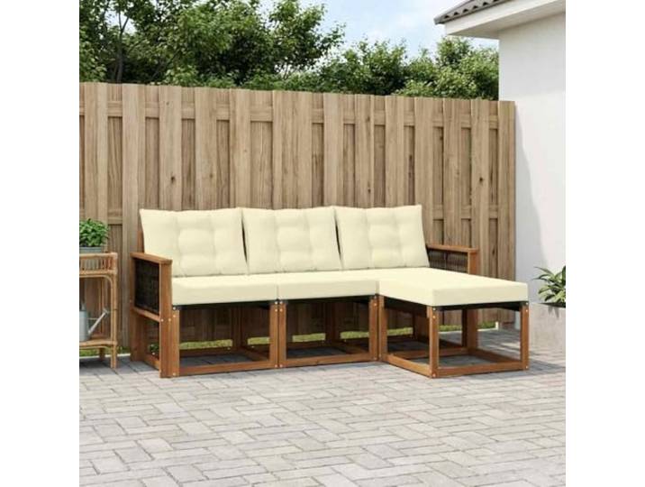 RJPLMFV Sitzgruppe für den Außenbereich, 4-teilig, massives Akazienholz Modular, witterungsbeständig, lackierte Oberfläche, pflegeleicht, bequem