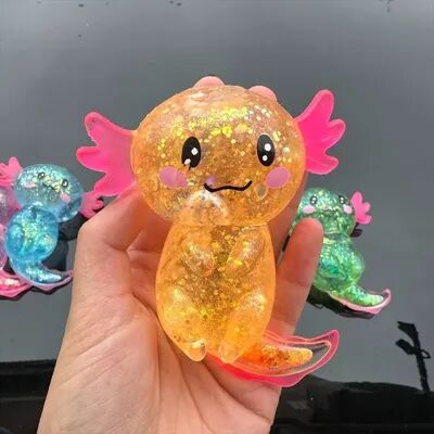 Quick Pick Pro Axolotl Stretchy Squishy Fidget Toy For Stress Relief And Sensory Fun orange