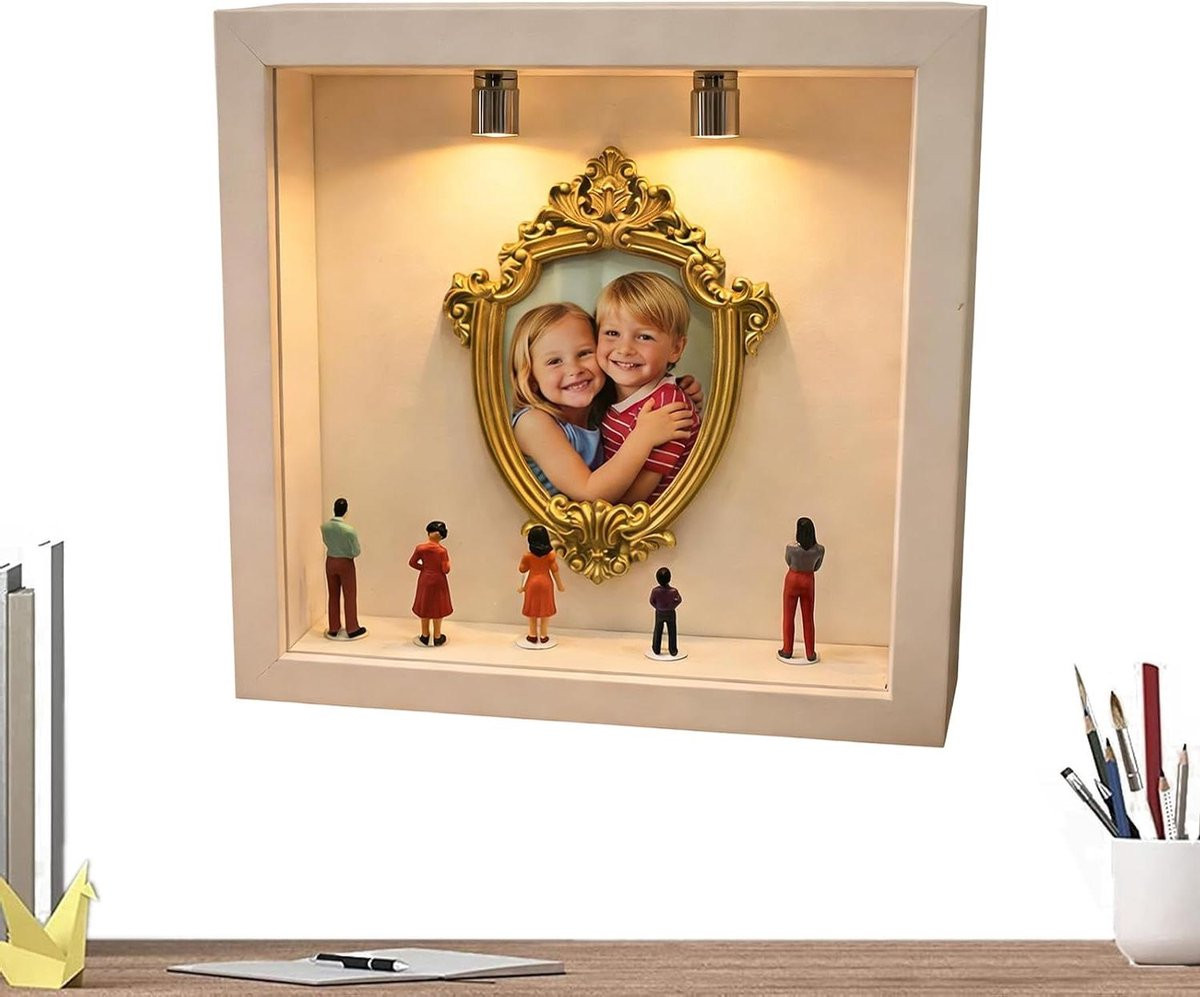 Silhouet Box Herinneringsdoos Fotolijst Decoratief Display Gouden Miniatuur Frames Goud 17x17 cm
