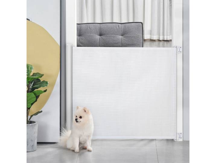 Barrière de sécurité extensible pour escalier, barrière de sécurité pour porte, cloison de sécurité en PVC blanc 115x82,5 cm pour enfants et animaux domestiques