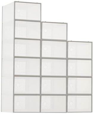 Garvee Clear Stackable Shoe Boxes Foldable Storage Organizer Interlocking Design Durable ABS Ventilated Multi Purpose Use